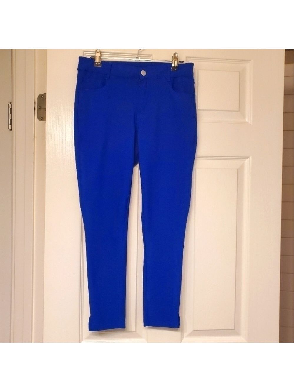 Relaxed Fit Casual Capri Pants High Rise Straight Leg Stretch Cropped Ankle EUC